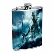 Sea God Em1 Flask 8oz Stainless Steel Hip Drinking Whiskey