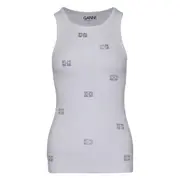 [GANNI] Soft Cotton Rib Rhinestone Tank Top