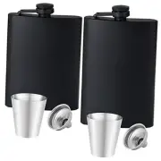 12oz+8oz Flask for Liquor for Men Matte Black Stainless 12oz+8oz+2pcs cups