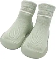 [Jopenope] Baby Shoes Toddler Socks First Walking Sock Non Slip Lightweight Slip-On Sneaker Floor Socks with Soft Rubber Sole for Baby Boy Girl Green
