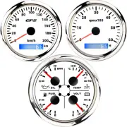 3 Gauge Set 85MM Boat 4 IN 1 Gauge&GPS Speedometer 0-200KM/H Tachometer 6000RPM