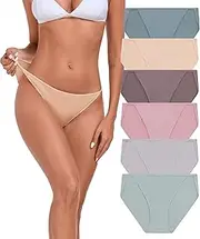 [ANLIQI] Women's Modal String Bikini Panties Silky Stretchy Sexy Underwear High Cut Hipster Panties for Women Multi Pack