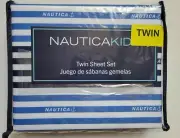 Nautica Kids 3 Pc Twin Size Bed Sheet Blue White Nautical Decor Bedding