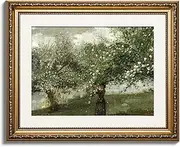 [ARPEOTCY] Vintage Gold Framed Wall Art, Retro Trees Landscape Paintings, Canvas Prints Artwork with Antique Frame, Victorian Wall Picture Decor for Gallery Living Room 13x16 inch