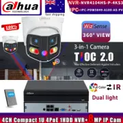 Dahua NVR4104HS-P-4KS3+IPC-PDW3849-A180-AS-PV WizSense 8MP IP camera Systems Lot