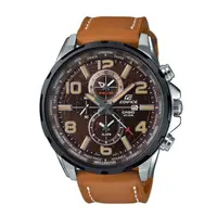 在飛比找旋轉拍賣優惠-CASIO EDIFICE 世界時尚指針男用皮革腕錶-咖啡/