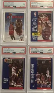 Michael Jordan 3 PSA 8s Fleer, 1 PSA 7 Upper Deck, 4 Card 1991 Graded Card Lot