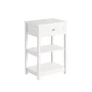 Bedside Table with Drawer Shelves, 30 x 45 x 68 cm, (White)