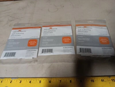 3 Packs Of 4 Self Adhering Electrodes 2”x 2" White Fabric Back Carbon Electrodes