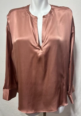 Joie Women Large Silk Top Shirt Blouse Light Mauve Peach New NWT