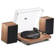 Record Player Vinyl Bluetooth Turntable with 36 Watt Stereo Bookshelf Brown