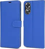 [NWNK13] For Oppo A17 Case Leather Wallet Book Flip Stand View Phone Cover with Card Holder Slots Compatible with Oppo A17 (Blue)