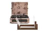 Crosley Voyager Bluetooth Portable Turntable - Floral + Bundled Crosley Record Storage Display Stand
