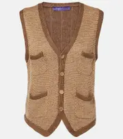 [Ralph Lauren Collection] Ralph Lauren Collection Knitted linen and silk vest AU 18 beige