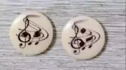 music note wood crafts buttons sewing 2 holes 1/2 inch #7 2pc