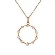 0.25 CT. T.W. Natural Diamond Ten Stone Station Circle Pendant in 10K Rose Gold