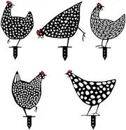 Chicken Yard Art Stake Garden Decorative Hen Craft Silhouette for Patio Yard 5PCS, Chicken Art, Garden Hen Stakes Decoration