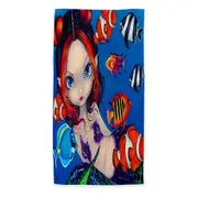 Lovely Fantasy Creature Mermaid with Tropical Fish Beach Towels Medium Large Extra Large