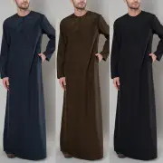 Men Solid Color Elegant Long Sleeve Kaftan Shirts