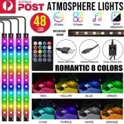 4X 12V 12LED RGB Car Interior LED Strip Lights Wireless Remote Control Music AU