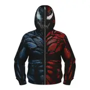 Venom Print Jacket Kids Boys Full Zip Funny Hoodie Hooded Mask Coat Outerwear -NMAOV Blue Red 12-13 Years