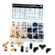 46PCS Quick Connect Air Line Fittings, DOT Push to 46Pcs DOT Brass & Plastic
