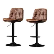 SERENITà Bar Stools Kitchen Bar Stool Leather Barstools Swivel Gas Lift Counter Chairs BS8406 Brown