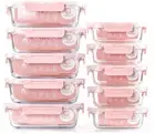 10 Glass Meal Prep Containers with Lids Airtight Microwave Oven Freezer Safe Set