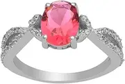 [MOONEYE] Shine Jewel Oval Cut Pink Cubic Zircon Gemstone 925 Sterling Silver Infinity Ring