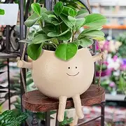LASTOOLS Swing Face Planter Pot Hanging Planters for Indoor Outdoor Wall Plants with Drainage Cute Resin Flower Head Plant Pots for Succulent Cactus, Gifts for Mother Christmas