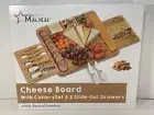 Bamboo Cheese Board with Cutleryset and 2 Slide-Out Drawers by Macstar