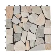 4 Pack Slate Look Decking Tiles Easy To Assemble Square Shape Indoor Outdoor Use