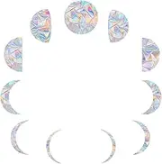 11 Pieces Moon Phase Window Decals for Bird Strike Prevention - Reusable Rainbow Suncatcher Clings to Save Birds, Non-Adhesive Anti-Collision Stickers, Easy Remove No Residue