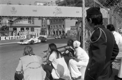 Guy Edwards Lola T370 Ford leads Patrick Depailler Tyrrell 006 Ford Old Photo