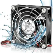 GDSTIME 80mm x 25mm 12V DC Waterproof IP67 Fan Dual Ball Bearing Small Brushless Cooling Fan 2-Pin for RV Fridge, Amplifier, Inverter, PSU, DIY Solar Generator