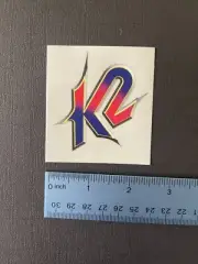 “ K2 “ Decal / Sticker Vintage Original Snowboarding Sking 2 1/2” X 2 1/2”
