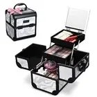 Byootique Makeup Train Case Cosmetic Organizer w/ Mirror Artist CB Graystone