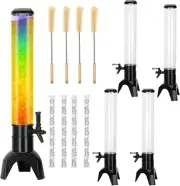4pc beer tower dispenser, 3L Mimosa Tower Dispenser with Ice Tube and Black
