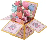 Jotia 3D Greeting Cards Flower Pop Up Card with Envelope, Handmade Greeting Card Pop Up Greeting Boxed Cards Anniversary Pop Up Cards for Mother's Day Birthday Valentine's Day (Pink)