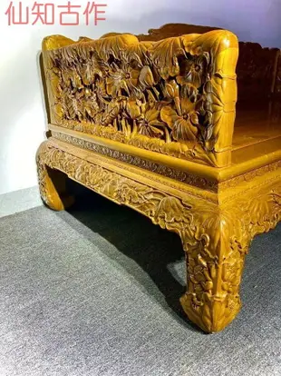 家具 名貴實木仙作金絲楠木羅漢床荷花小葉楨楠床床榫卯結構組