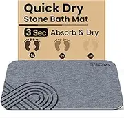SoliCozy Stone Bath Mat – Diatomaceous Earth Quick Drying Non-Slip Shower Mat – Super Absorbent Water Absorbing Bath Stone Mat for Bathroom, Kitchen, and Shower (Grey, 24x16, Large)