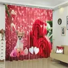 Red Tobacco Roll Rose 3D Curtain Blockout Photo Printing Curtains Drape Fabric
