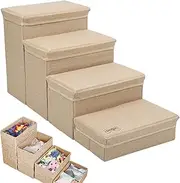 Stairs - Multifunctional Dog Stairs | Pet Stairs Non-Slip Dog Ramp | Adjustable Dog Steps, Portable Dog Couch Steps Puppy Bed Stair | Non-Irritating Foldable Indoor Dog Kennel Stairs for High