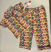 NEW Paul Frank Julius Monkey Pink Polka Dot Girls 2pc Pajamas Shirt Pants Set 4T