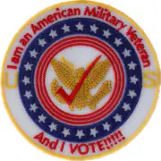 I'm a Vet and I Vote Patch for Hats- 3x3 inch - P4356