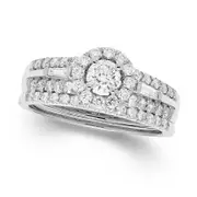 1.0 CT. T.W. Certified Natural Diamond Frame Bridal Engagement Ring Set in Solid 14K White Gold (I/I1)