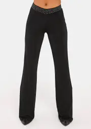 [Dolls Kill] Crepe Hotfix Diamante Tarava Trousers