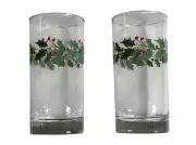 VTG Christmas Holly Glasses (2) Holiday Libbey Barware Festive Gathering NEW