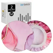 Geekria 2 Pairs Washable Headphone Covers (M / Pink Marble)