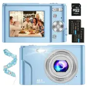 Digital Camera,1080P 48MP Camera with 32GB SD Card,2.4 Inch Digital Camera with 16X Digital Zoom,Compact Mini Camera Camera (light Blue)